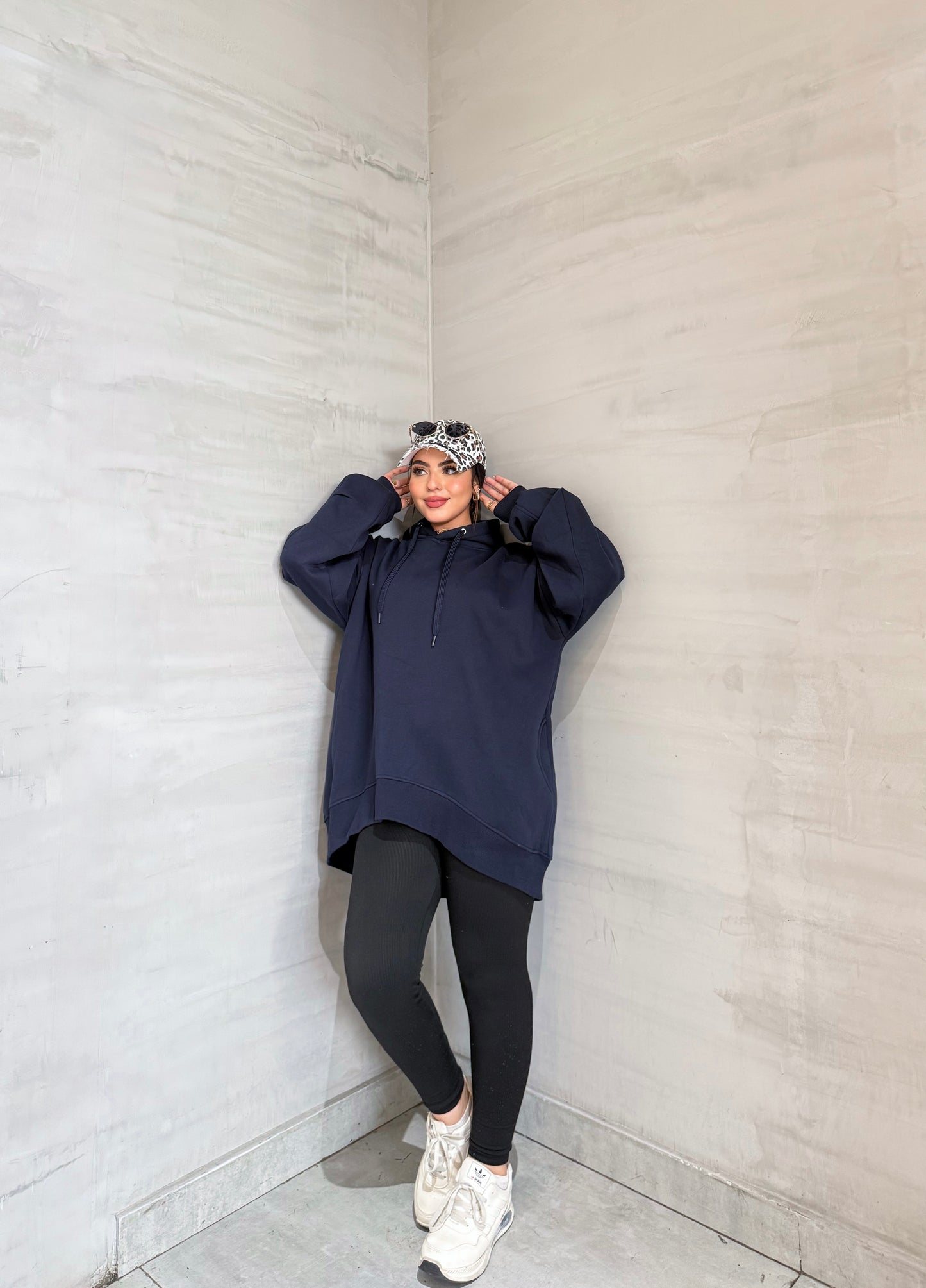 Oversized Plain Hoodie - Navy