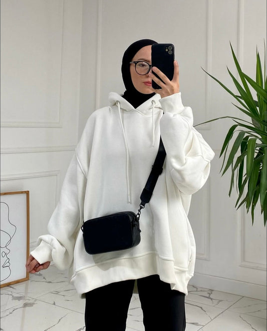Oversized Plain Hoodie - OffWhite