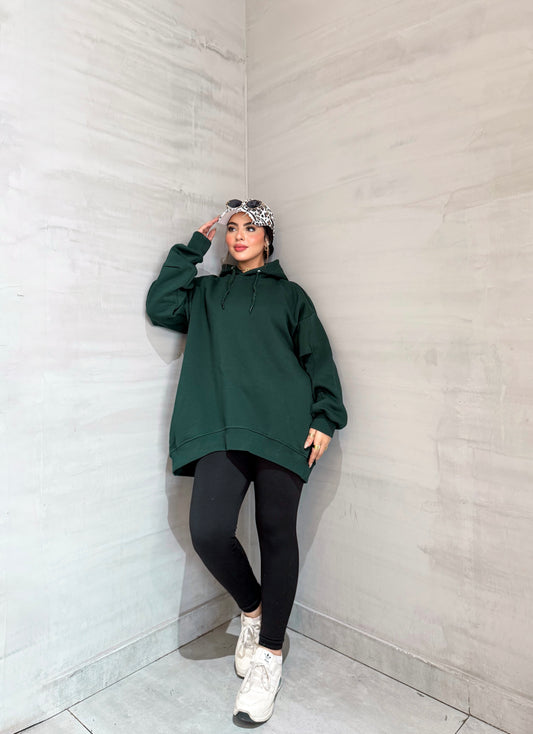 Oversized Plain Hoodie - Olive Green