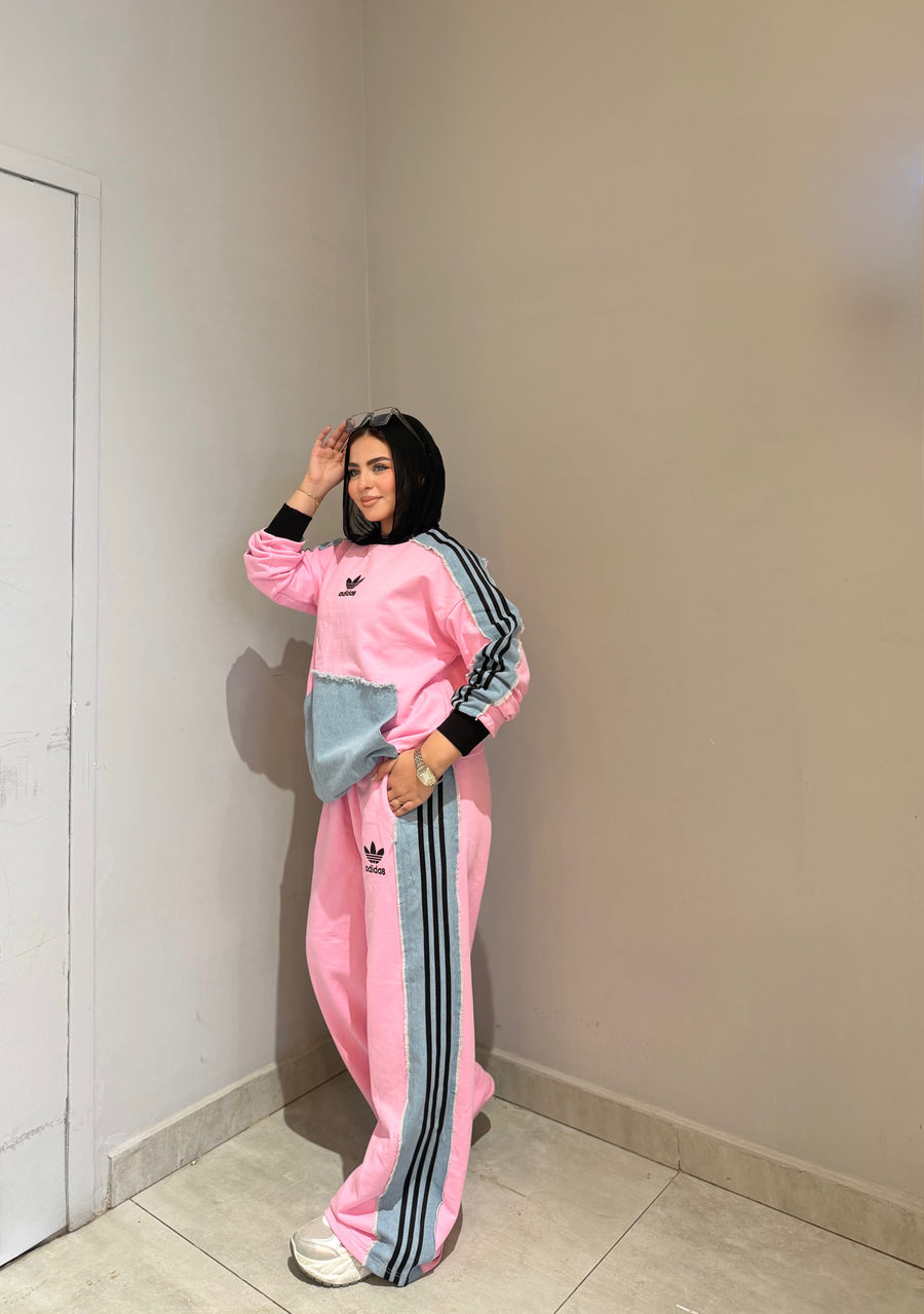 Summer Adidas Denim Set - Pink