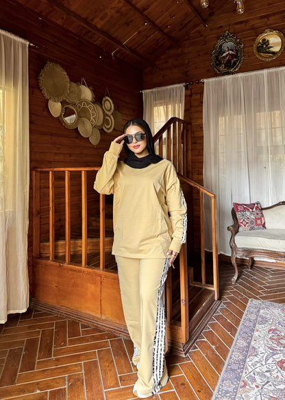 Summer Milton Cotton Set + Tiger Print - Sand Beige