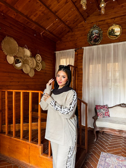 Summer Milton Cotton Set + Tiger Print - Light Beige