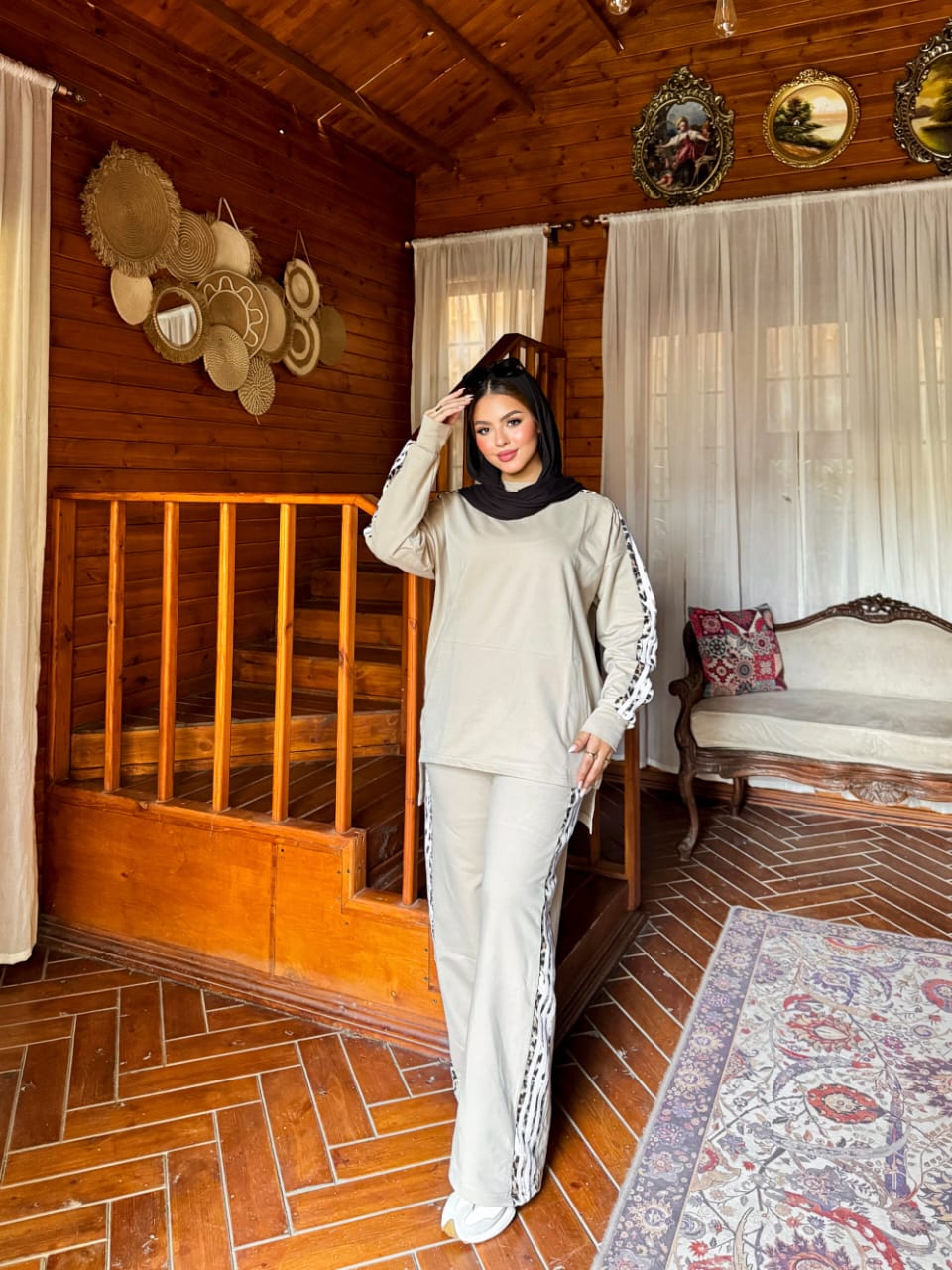 Summer Milton Cotton Set + Tiger Print - Light Beige