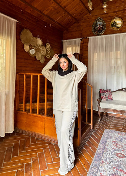 Summer Milton Cotton Set + Tiger Print - Light Beige